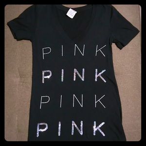 VS Pink Sequin V-neck Shirt